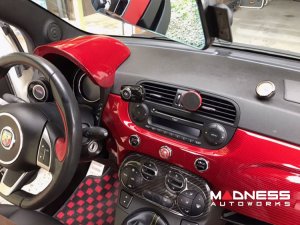 FIAT 500 Custom Dashboard - Carbon Fiber - Red Candy